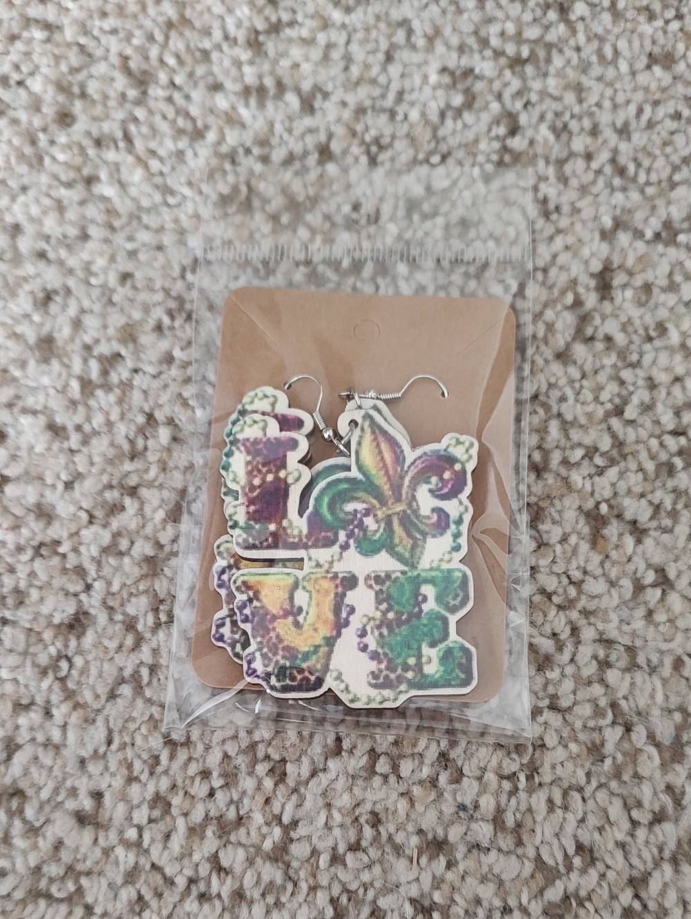 Mardi Gras Multicolor Dangle Earrings